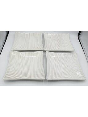 Molde Portugal Beige Ribbed Square Salad Dessert Plates Set of 4 Texture Redware